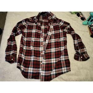 Chaps Red Plaid Button-Up Shirt Medium
